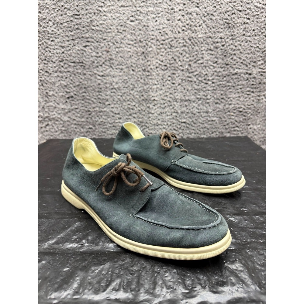 Canali Exclusive Italian Suede Lace-Up Casual Loafers Gray Mens Size 41 EU